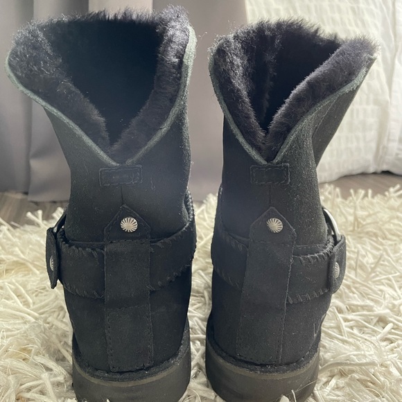 UGG Suede Fur Trim Moto Boots - Picture 4 of 9